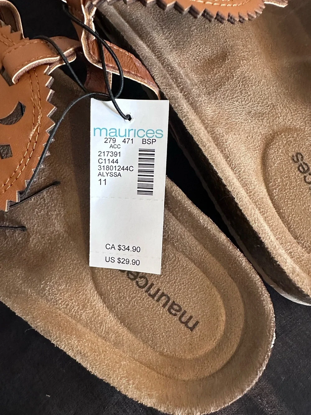 Maurices Burnt Orange Tan Decorative Cutout Slide Sandals SuperCush Alyssa 11
